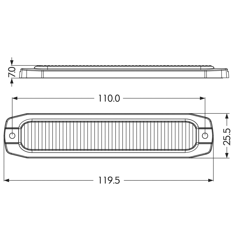PROFI SLIM výstražné LED svetlo vonkajšie, červené, 12-24V, ECE R65