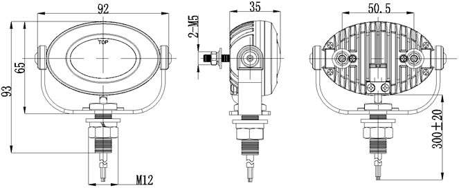 PROFI LED výstražné svetlo 12-24V 3x3W červený ECE R10 92x65mm