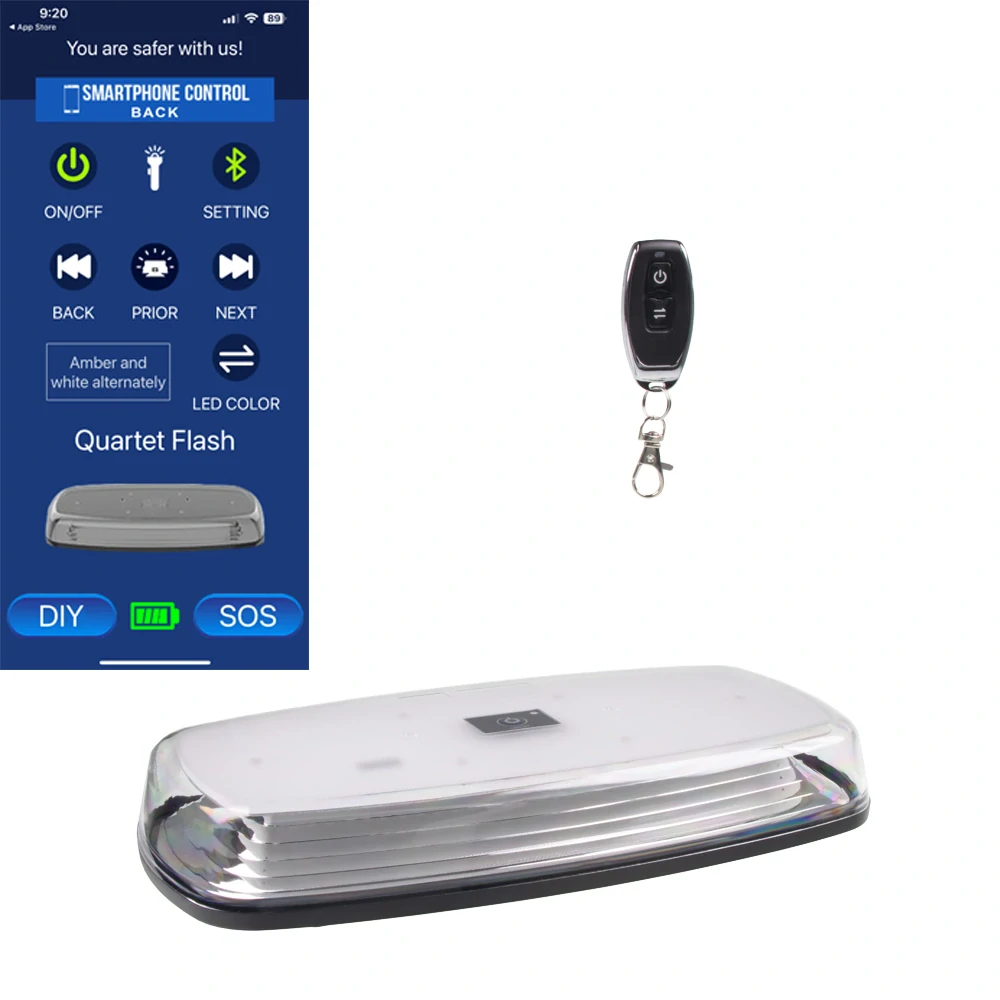 AKU LED rampa oranžová+biela, APP, magnet, 12-24V, 304mm, ECE R65 R10