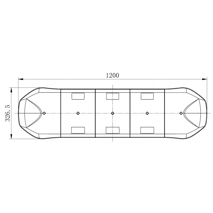 LED majáková rampa 1200x326x81mm R65 R10 BLK0014