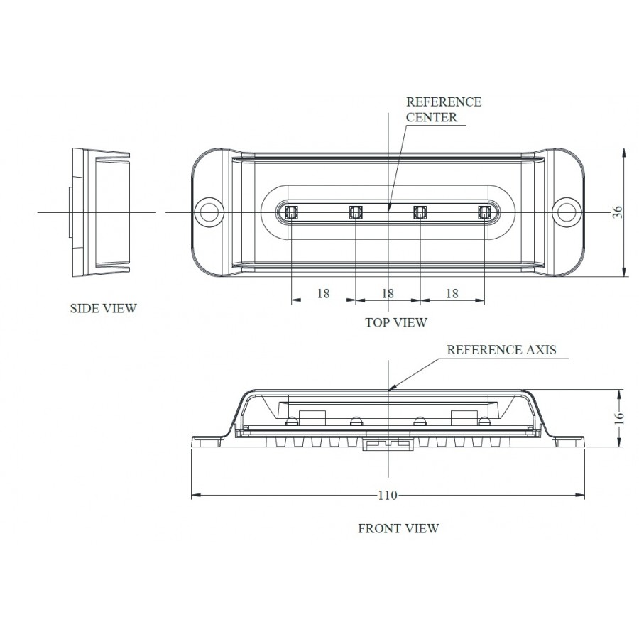 LED výstražné svietidlo 4 LED modrá ECE R10 R65 LW0034