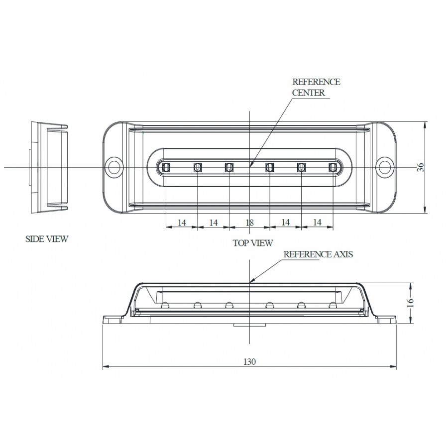 LED výstražné svietidlo 6 LED  ECE R10 R65 LW0035
