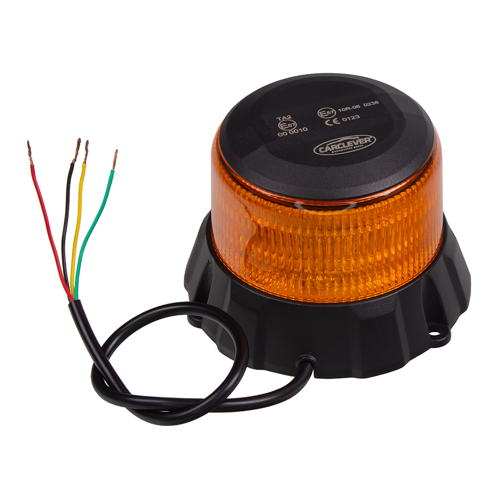 Robustný oranžový LED maják, čierny hliník, 48W, ECE R65