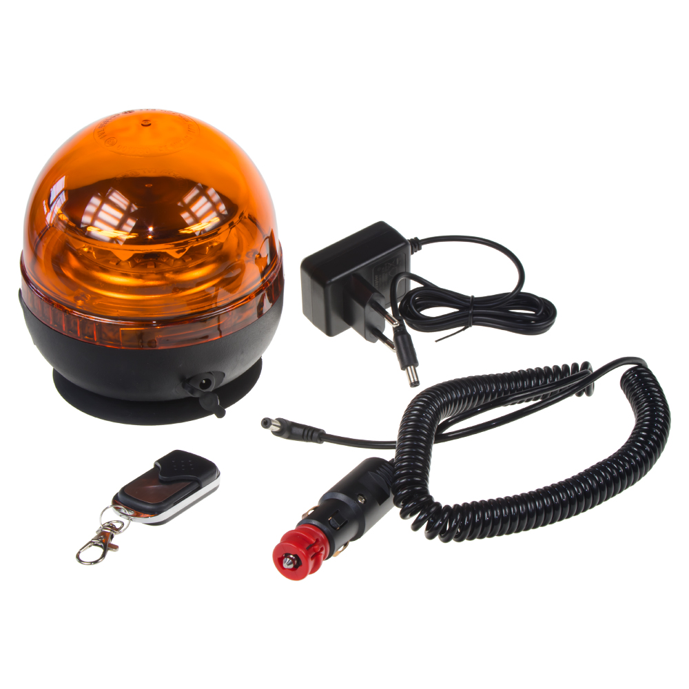 AKU LED maják, 12x3W oranžový, diaľkové ovládanie, magnet, ECE R65