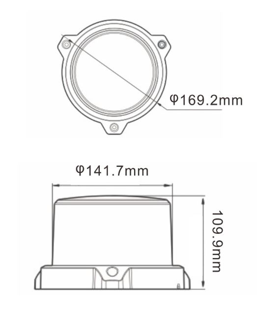 LED maják, 12-24V, 96x0,5W, oranžový, magnet, ECE R65 R10