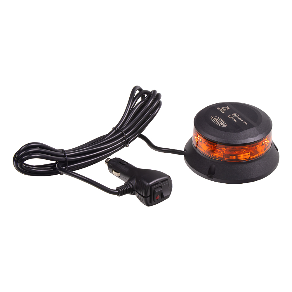 Robustný oranžový LED maják, čierny hliník, 36W, ECE R65