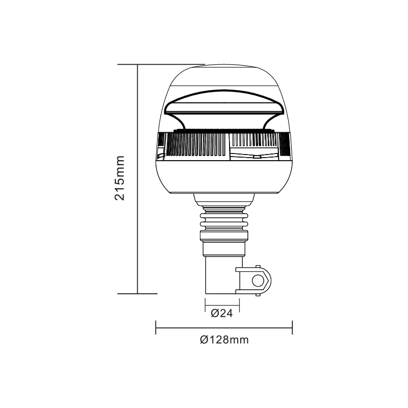 LED maják, 12-24V, 45xSMD2835 LED, oranžový, na držiak, ECE R65