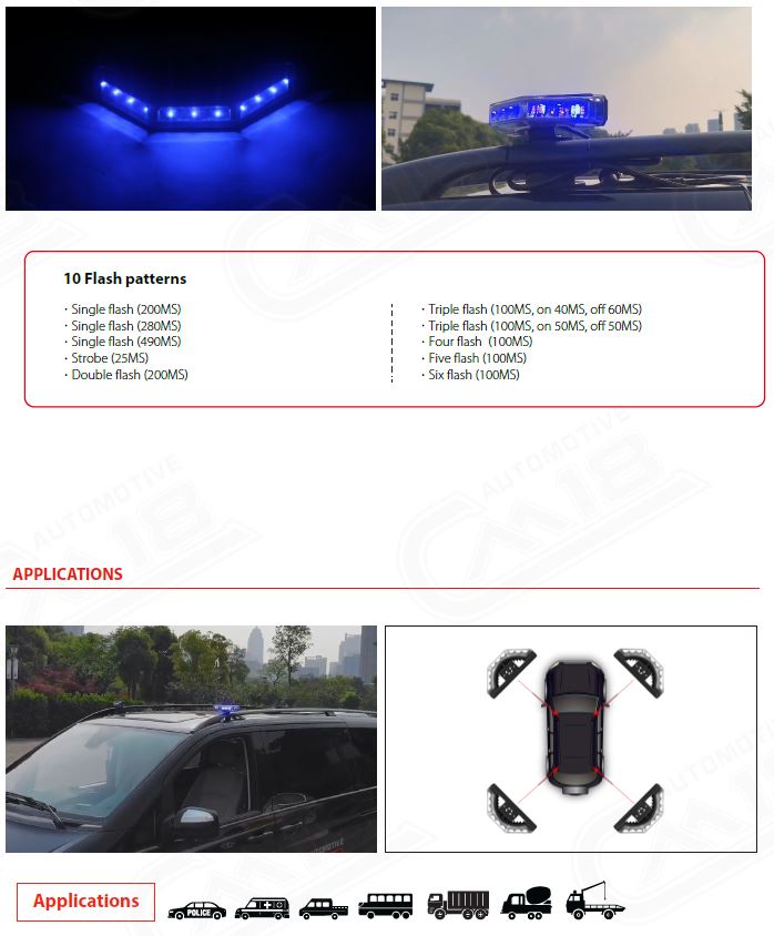 PROFI výstražné LED svetlo vonkajšie, modré, 12-24V, ECE R10