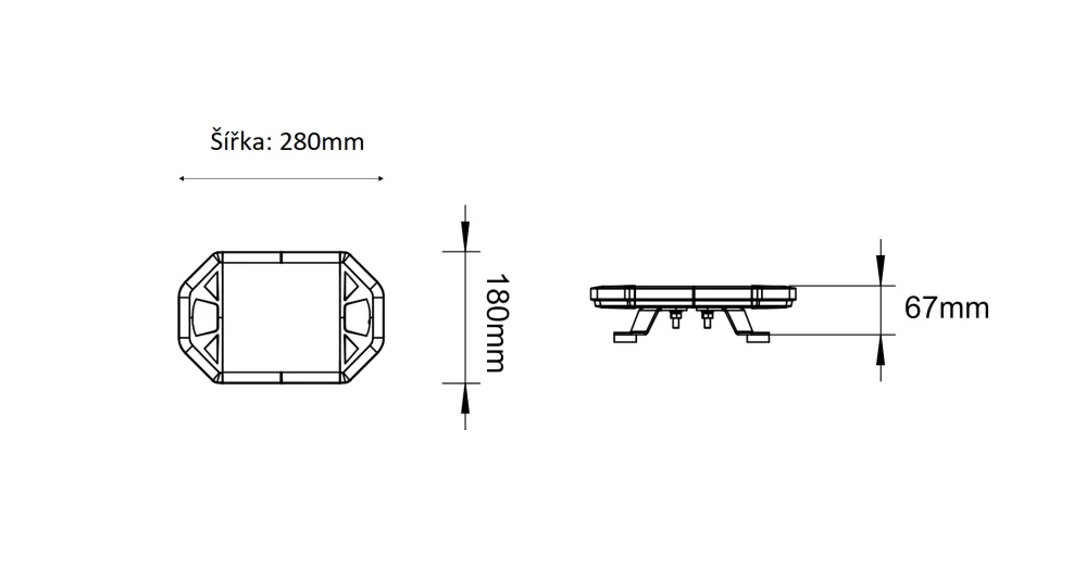 LED rampa 280mm, oranžovo biela, 10-30V, ECE R65