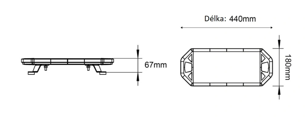 LED rampa 440mm, červeno/modro biela, magnet 10-30V, ECE R65