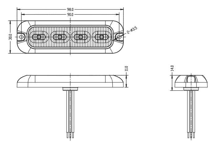 PREDATOR 4x4W LED, 12-24V, červeno-modrý, ECE R10