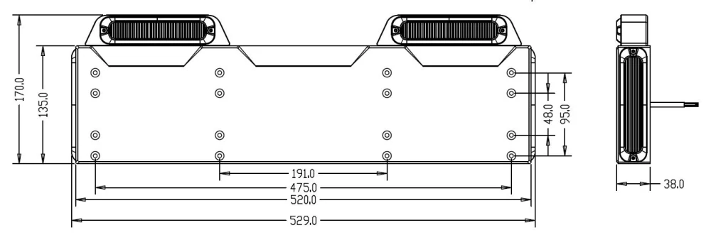 4x PREDATOR 6x4W LED pod ŠPZ, 12-24V, prehnuté, oranžové, ECE R65