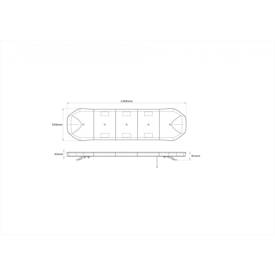 LED majáková rampa 1200x326x81mm R65 R10 BLK0014