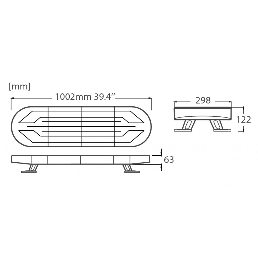 LED majáková rampa 1002x286 R10 R65 TA2 BLK0034