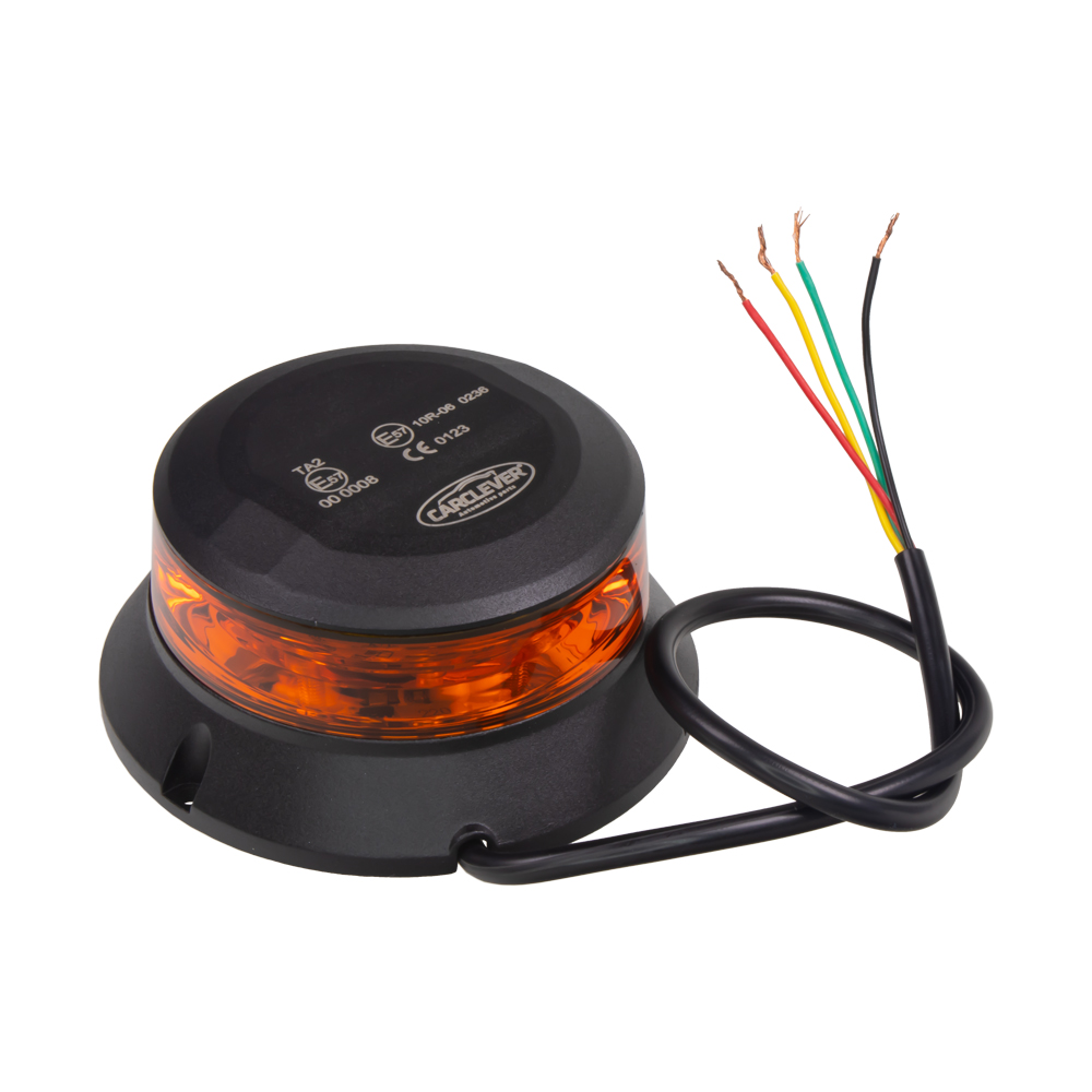 Robustný oranžový LED maják, čierny hliník, 36W, ECE R65