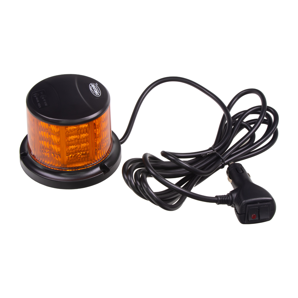 LED maják, 12-24V, 64x0,5W, oranžový, magnet, ECE R65 R10