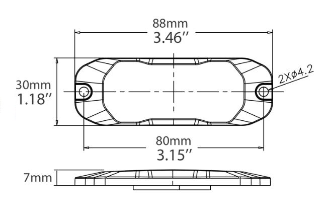 PROFI SLIM výstražné LED svetlo vonkajšie, červené, 12-24V, ECE R10
