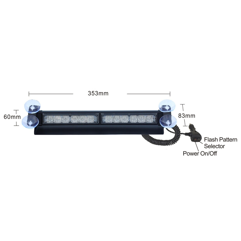 PREDATOR LED vnútorné, 12x3W, 12-24V, modro-červené, 353mm, ECE R10