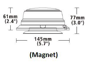 LED maják, 12-24V, 12x1W oranžový, magnet, ECE R65