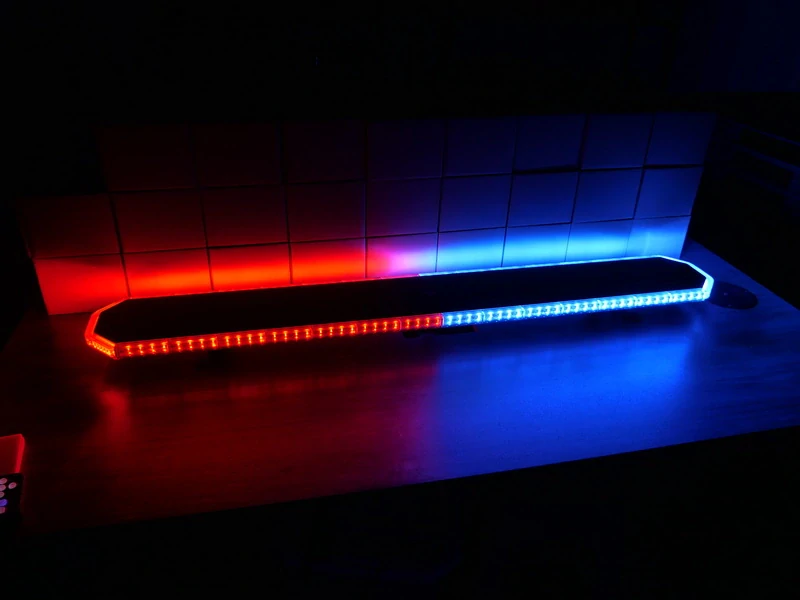 LED rampa 1240mm, oranžovo červeno/modrá+biela, 10-30V, ECE