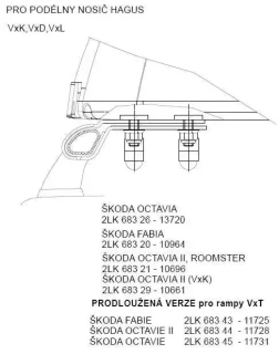 Držiak VxK, VxD, VxL, pre pozdĺžny nosič