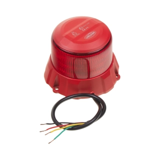 Robustný červený LED maják, červený hliník, 48W, ECE R65