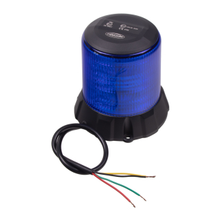 Robustný modrý LED maják, čierny hliník, 96W, ECE R65