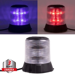 Robustný modro-červený LED maják, čierny hliník, 96W, ECE R10