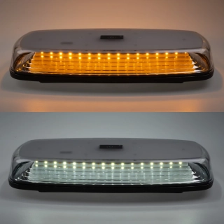 AKU LED rampa oranžová+biela, 84LEDx0,5W, magnet, 12-24V, 304mm, ECE R65 R10
